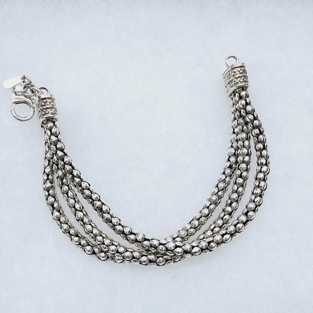 Silpada Rare Sterling Silver Triple Strand Popcorn Bracelet B1210 *FIRM* - Picture 6 of 14